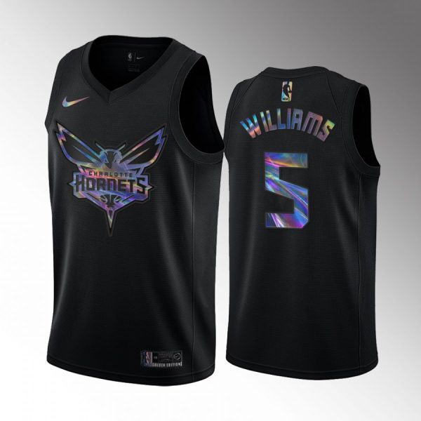 Charlotte Hornets Mark Williams #5 Jersey Iridescent Holographic Black 2022 NBA Draft