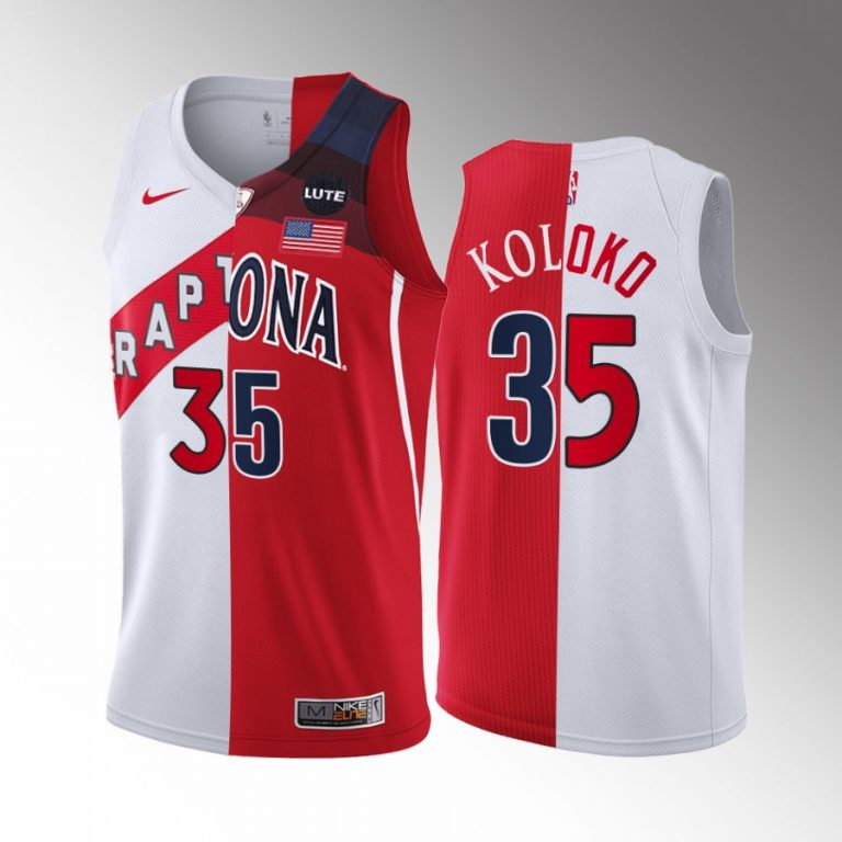 Christian Koloko Raptors X Arizona Split Edition #35 Jersey White Red 2022 NBA Draft