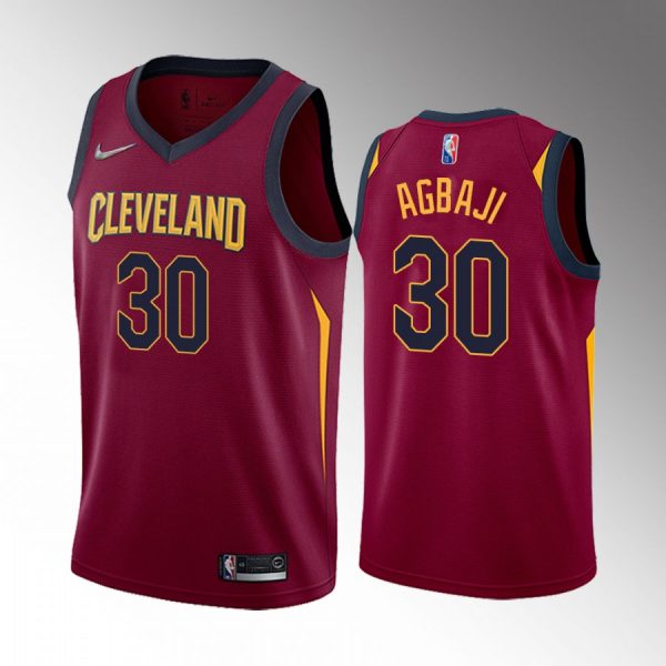 Cleveland Cavaliers Ochai Agbaji 2022 NBA Draft #30 Wine Jersey Icon Edition Kansas Jayhawks