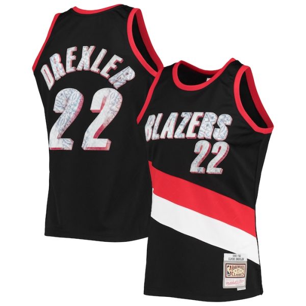 Clyde Drexler Portland Trail Blazers M&N 1996-97 Hardwood Classics NBA 75th Anniversary Diamond Swingman Jersey - Black