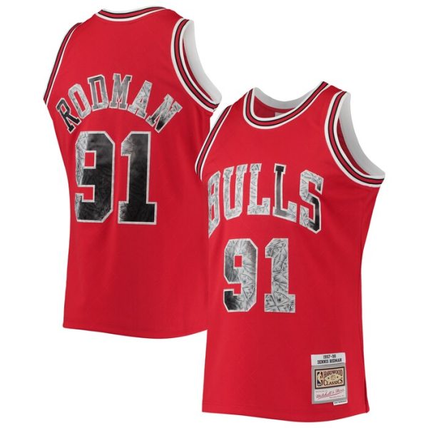 Dennis Rodman Chicago Bulls M&N 1996-97 Hardwood Classics NBA 75th Anniversary Diamond Swingman Jersey - Red