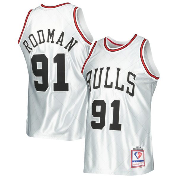Dennis Rodman Chicago Bulls M&N 1997-98 Hardwood Classics 75th Anniversary Swingman Jersey - Platinum