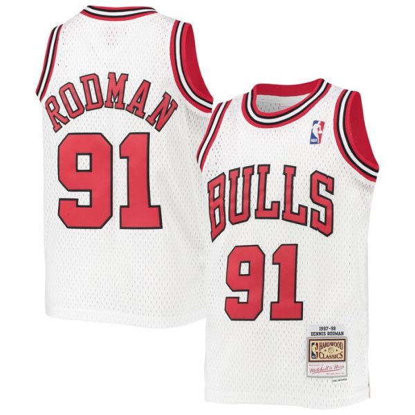 Dennis Rodman Chicago Bulls M&N Youth 1997-98 Hardwood Classics Swingman Jersey - White