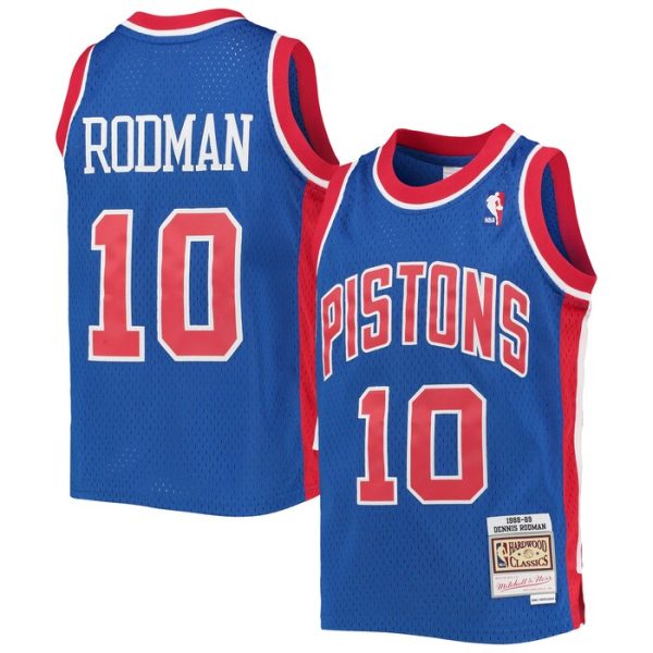 Dennis Rodman Detroit Pistons M&N Youth 1988-89 Hardwood Classics Swingman Jersey - Blue