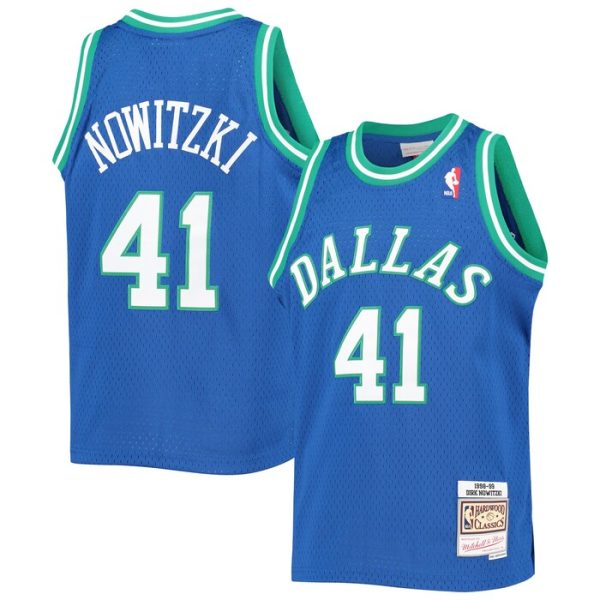 Dirk Nowitzki Dallas Mavericks M&N Youth 1998-99 Hardwood Classics Swingman Jersey - Blue