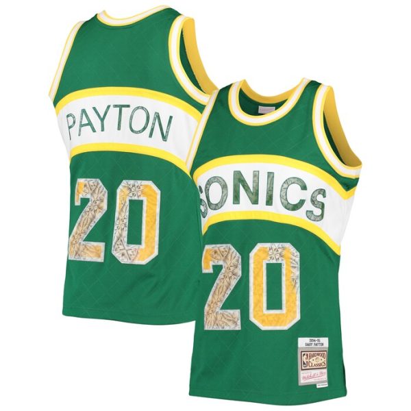 Gary Payton Seattle SuperSonics M&N 1996-97 Hardwood Classics NBA 75th Anniversary Diamond Swingman Jersey - Green