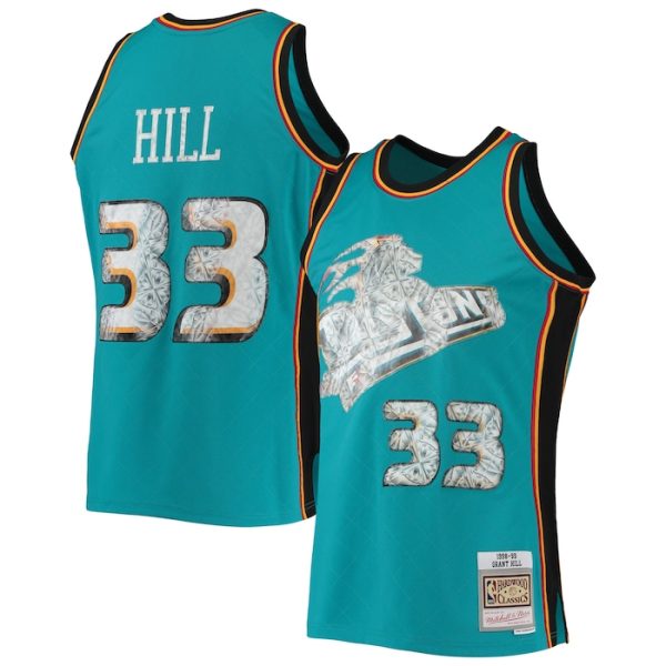 Grant Hill Detroit Pistons M&N 1996-97 Hardwood Classics NBA 75th Anniversary Diamond Swingman Jersey - Teal