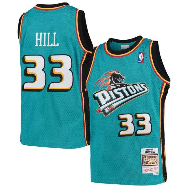 Grant Hill Detroit Pistons M&N Youth 1998-99 Hardwood Classics Swingman Jersey - Teal