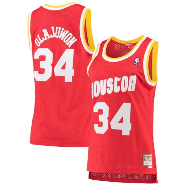 Hakeem Olajuwon Houston Rockets M&N Women 1993-94 Hardwood Classics Swingman Jersey - Red