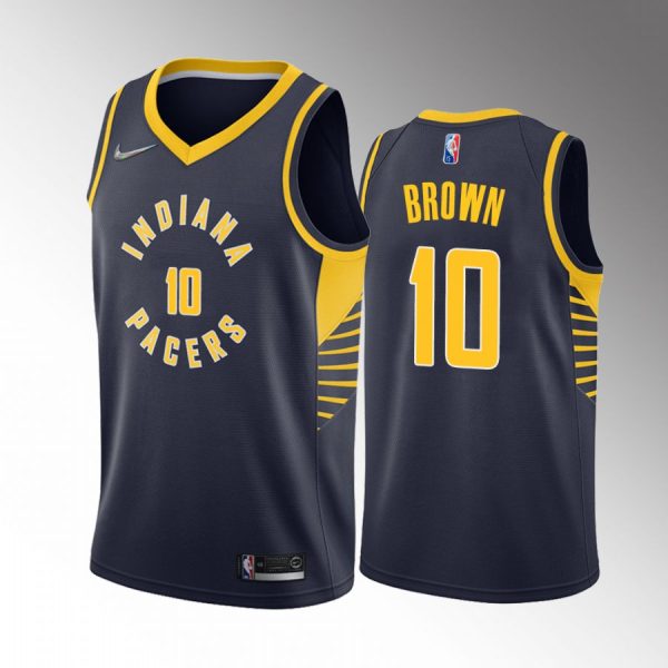 Indiana Pacers Kendall Brown 2022 NBA Draft #10 Navy Jersey Icon Edition Baylor Bears