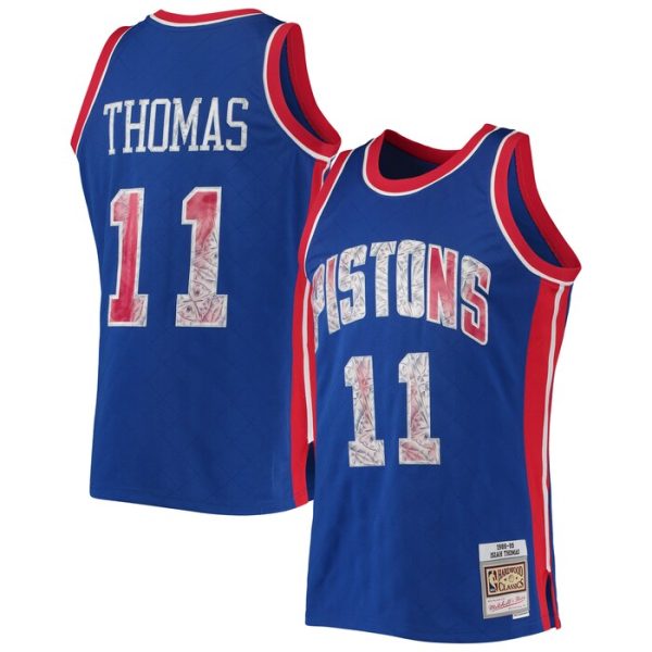 Isiah Thomas Detroit Pistons M&N 1996-97 Hardwood Classics NBA 75th Anniversary Diamond Swingman Jersey - Blue