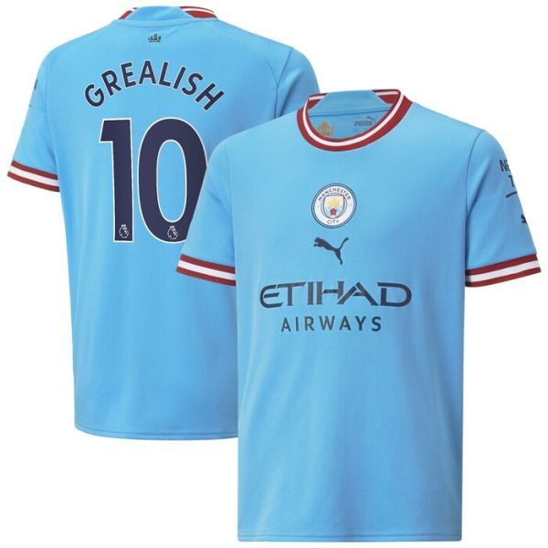 Jack Grealish Manchester City Puma Youth 2022/23 Home Replica Player Jersey - Sky Blue
