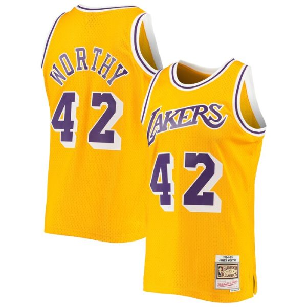 James Worthy Los Angeles Lakers M&N 1984-85 Hardwood Classics Swingman Jersey - Gold