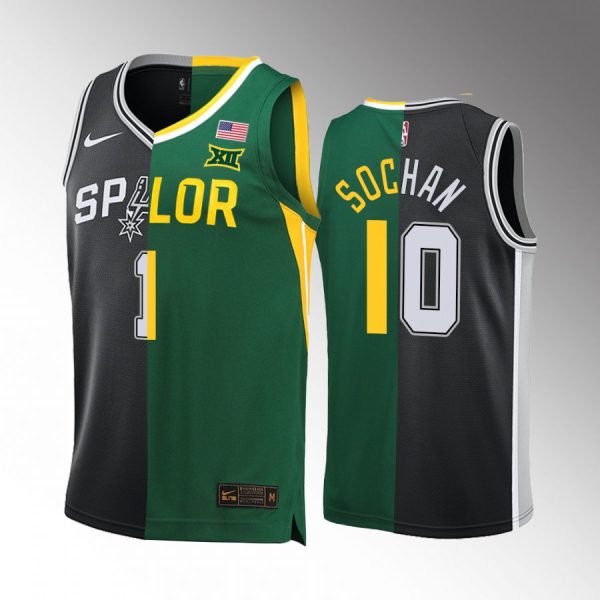 Jeremy Sochan Spurs x Baylor Split Edition Black Green Jersey 2022 NBA Draft