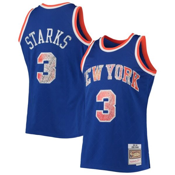 John Starks New York Knicks M&N 1996-97 Hardwood Classics NBA 75th Anniversary Diamond Swingman Jersey - Blue