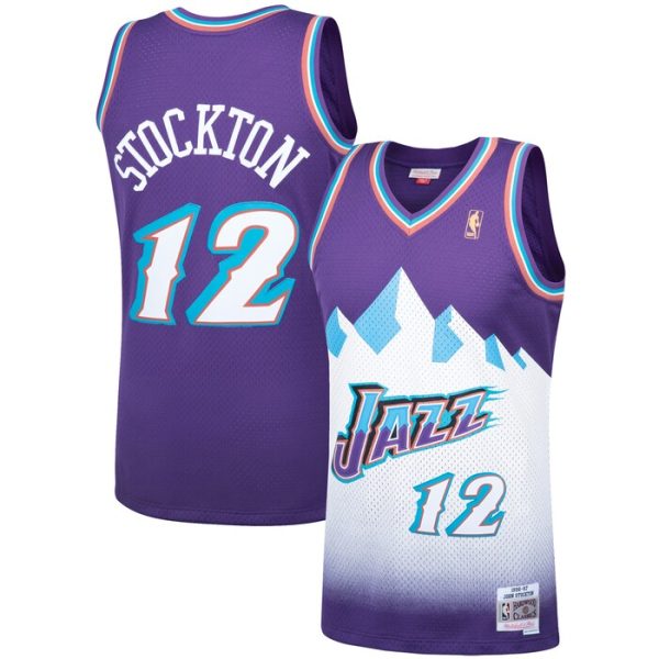 John Stockton Utah Jazz M&N 1996-97 Hardwood Classics Swingman Player Jersey - Purple