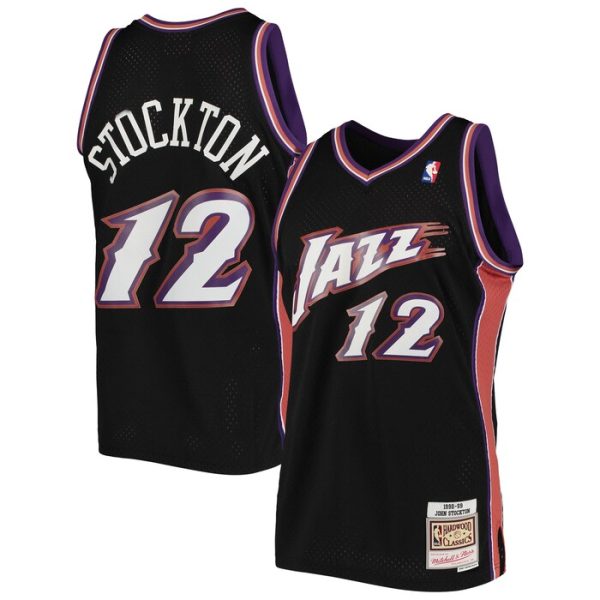 John Stockton Utah Jazz M&N Hardwood Classics 1996-97 Swingman Jersey - Black
