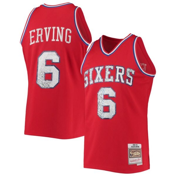 Julius Erving Philadelphia 76ers M&N 1996-97 Hardwood Classics NBA 75th Anniversary Diamond Swingman Jersey - Red