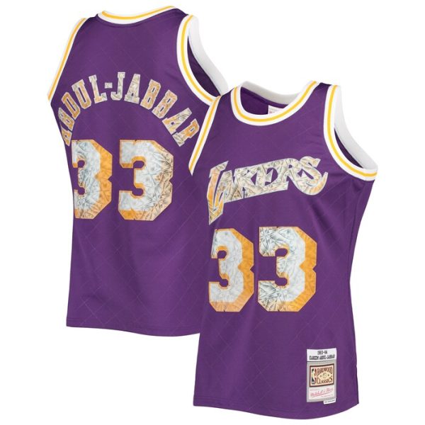 Kareem Abdul-Jabbar Los Angeles Lakers M&N 1996-97 Hardwood Classics NBA 75th Anniversary Diamond Swingman Jersey - Purple