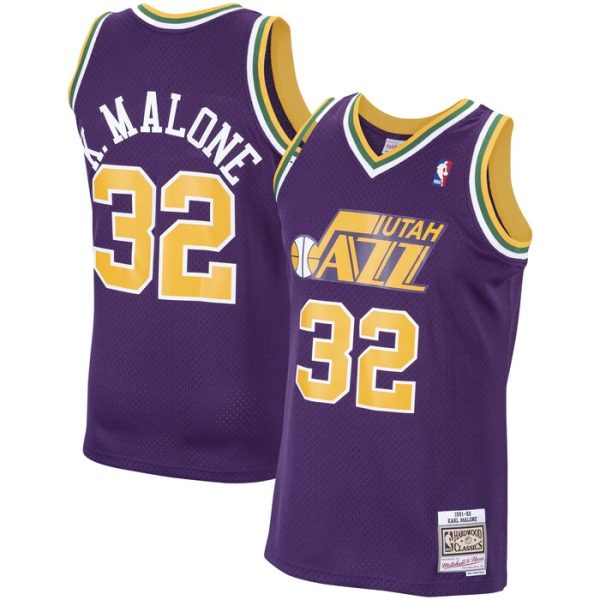 Karl Malone Utah Jazz M&N 1991-92 Hardwood Classics Swingman Jersey - Purple