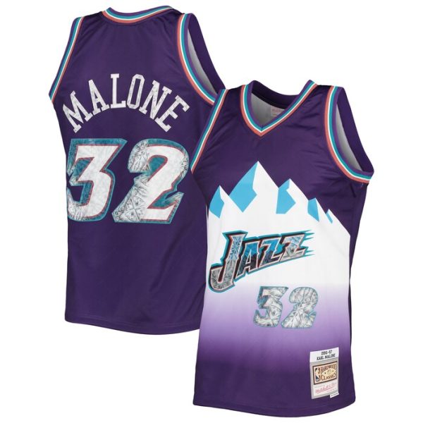 Karl Malone Utah Jazz M&N 1996-97 Hardwood Classics NBA 75th Anniversary Diamond Swingman Jersey - Purple