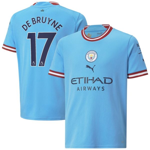 Kevin De Bruyne Manchester City Puma Youth 2022/23 Home Replica Player Jersey - Sky Blue