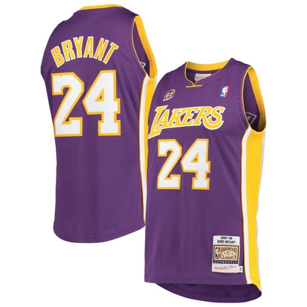 Kobe Bryant Los Angeles Lakers M&N 2007-08 Hardwood Classics 60th Season Jersey - Purple
