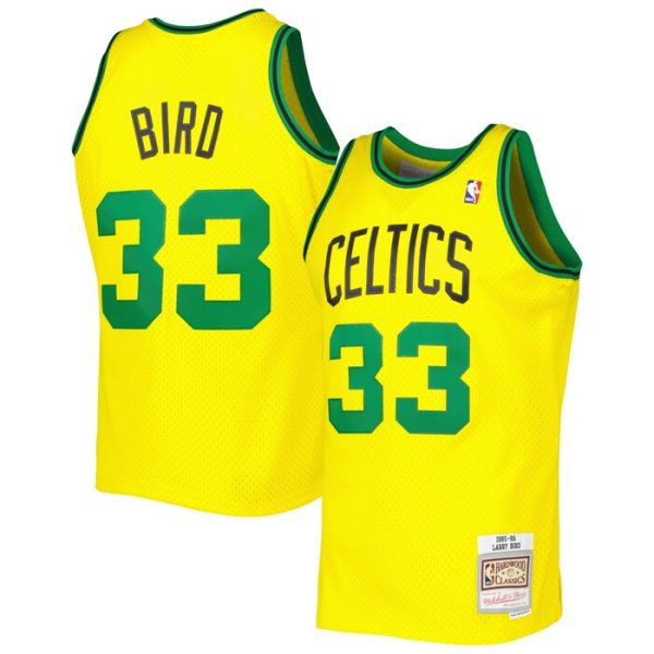 Larry Bird Boston Celtics M&N 1985-86 Hardwood Classics Reload 3.0 Swingman Jersey - Gold
