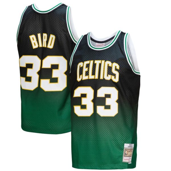 Larry Bird Boston Celtics M&N 1985/86 Hardwood Classics Fadeaway Swingman Player Jersey - Kelly Green/Black