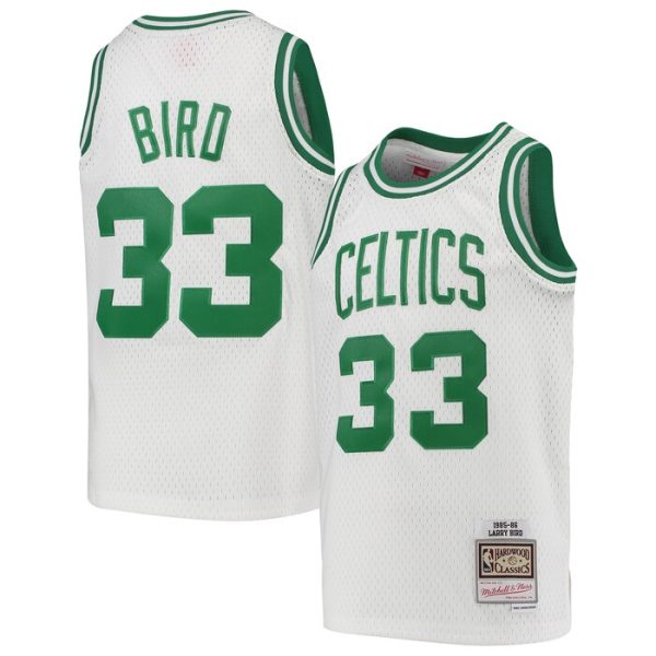 Larry Bird Boston Celtics M&N Youth 1985-86 Hardwood Classics Swingman Throwback Jersey - White