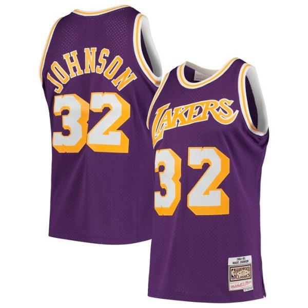 Magic Johnson Los Angeles Lakers M&N 1984-85 Hardwood Classics Swingman Player Jersey - Purple