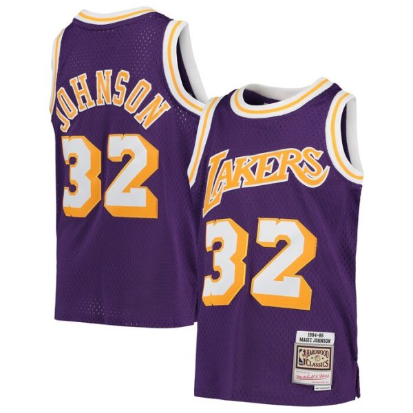Magic Johnson Los Angeles Lakers M&N Youth 1984-85 Hardwood Classics Swingman Throwback Jersey - Purple
