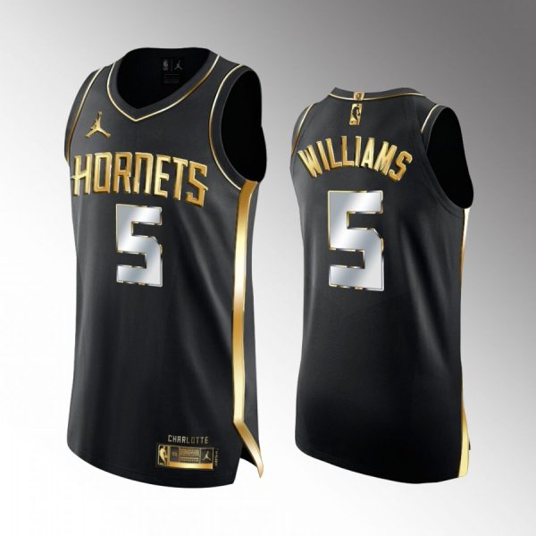 Mark Williams Hornets #5 Golden Diamond Jersey Black 2022 NBA Draft