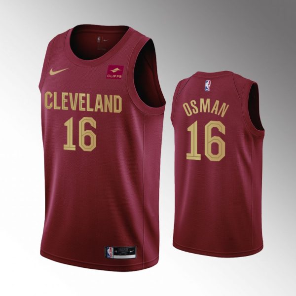 Men 2022-23 Icon Edition Cleveland Cavaliers #16 Cedi Osman Wine Swingman Jersey