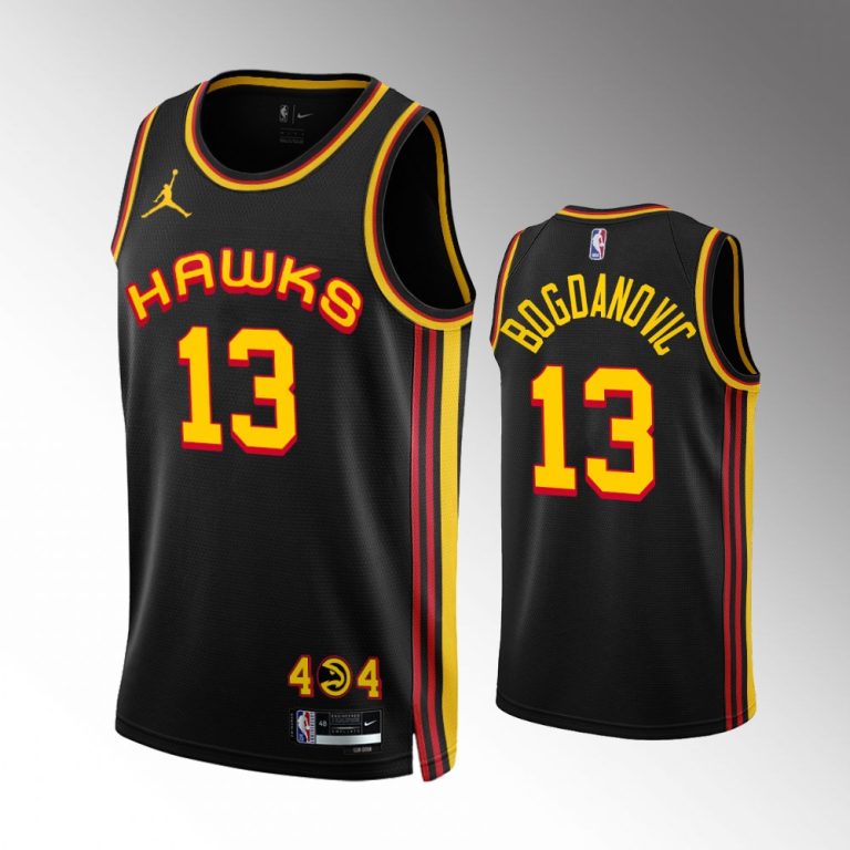 Men Atlanta Hawks #13 Bogdan Bogdanovic 2022-23 Statement Edition Black Jersey