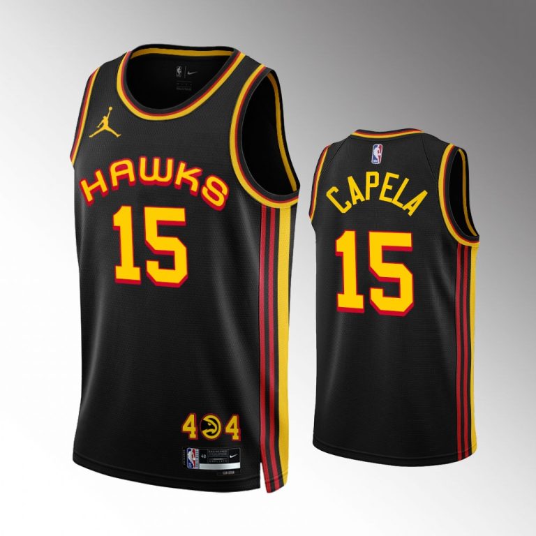 Men Atlanta Hawks #15 Clint Capela 2022-23 Statement Edition Black Jersey