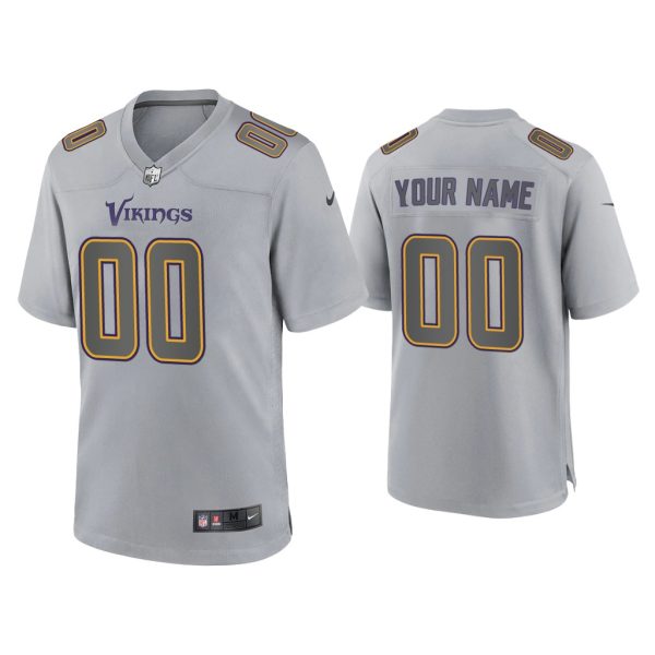 Men Custom Minnesota Vikings Gray Atmosphere Fashion Game Jersey