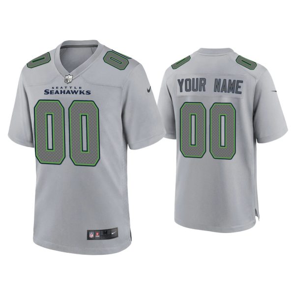 Men Custom Seattle Seahawks Gray Atmosphere Fashion Game Jersey