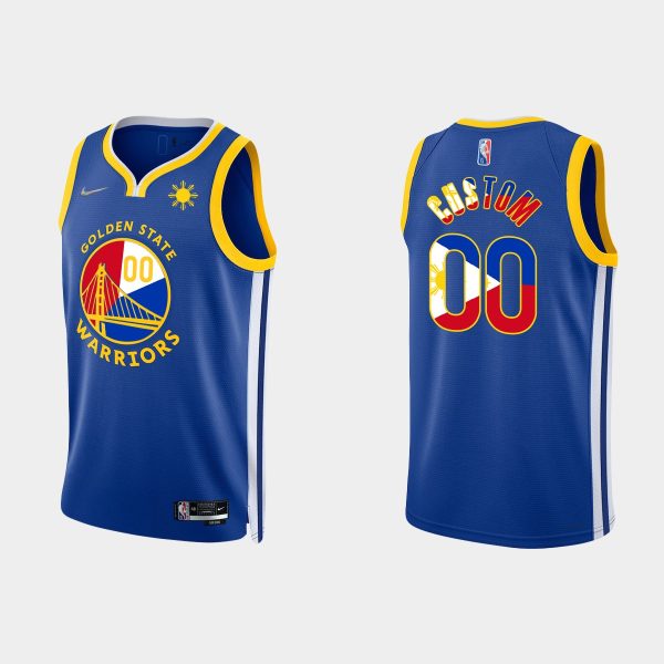 Men Golden State Warriors Custom #00 Filipino Heritage Royal Icon Jersey