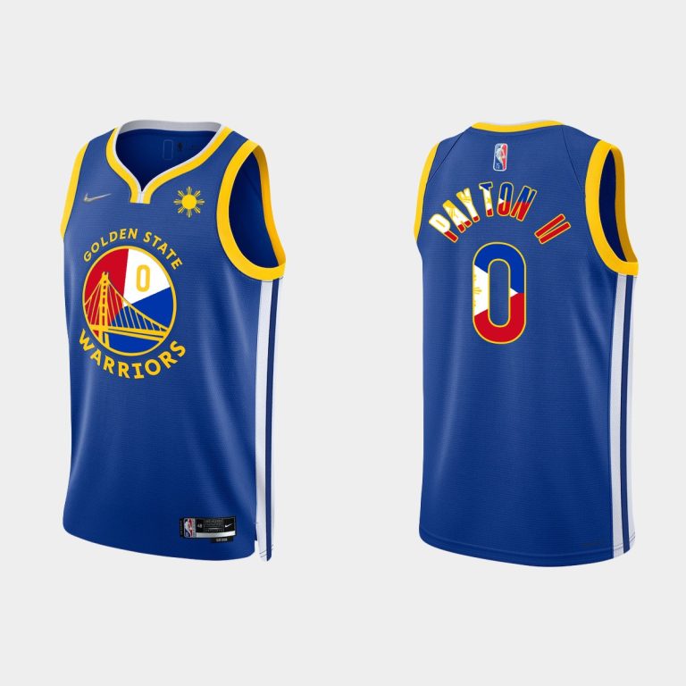 Men Golden State Warriors Gary Payton II #0 Filipino Heritage Royal Icon Jersey