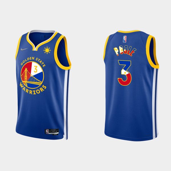 Men Golden State Warriors Jordan Poole #3 Filipino Heritage Royal Icon Jersey