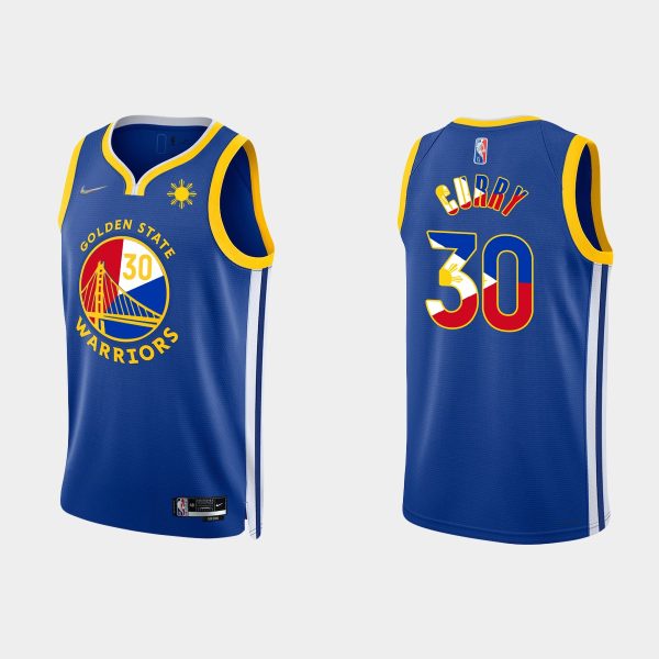 Men Golden State Warriors Stephen Curry #30 Filipino Heritage Royal Icon Jersey