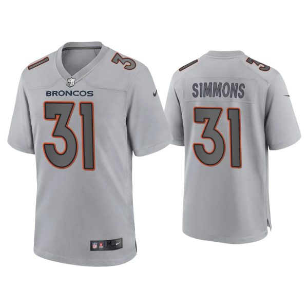 Men Justin Simmons Denver Broncos Gray Atmosphere Fashion Game Jersey
