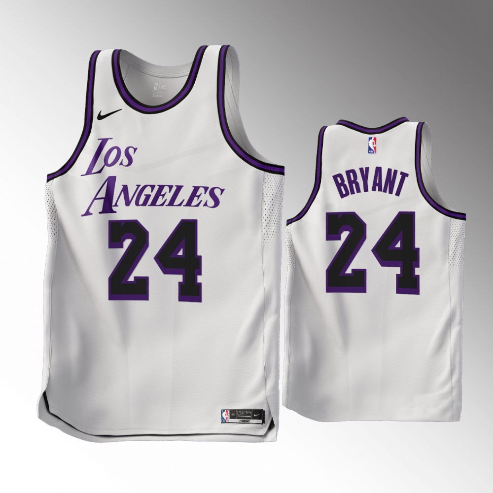 Men Los Angeles Lakers #24 Kobe Bryant 2022-23 City Edition White ...