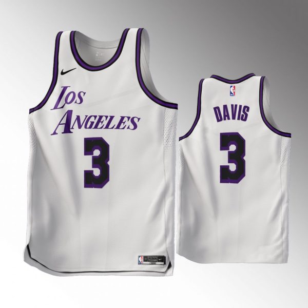 Men Los Angeles Lakers #3 Anthony Davis 2022-23 City Edition White Jersey