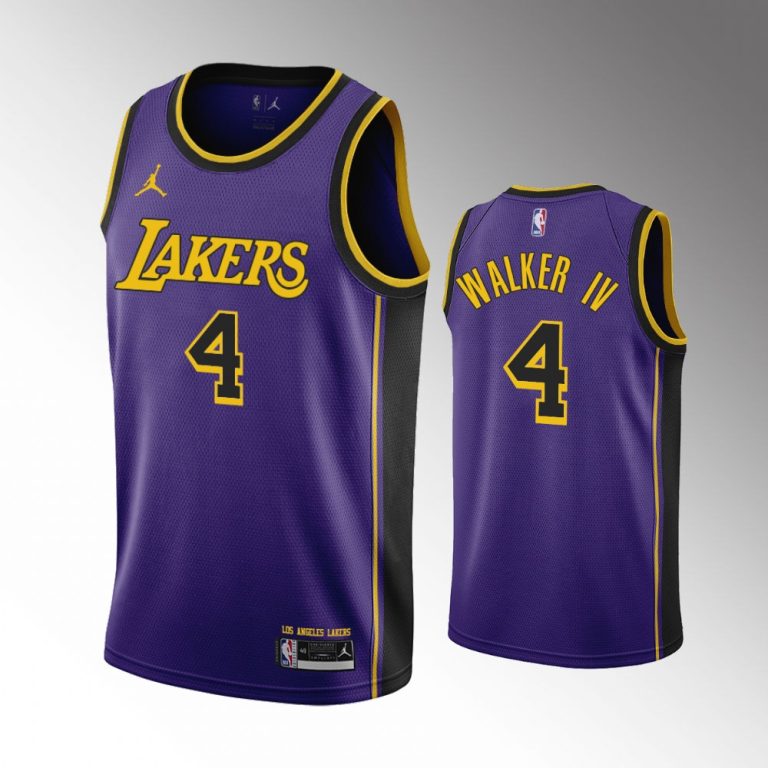 Men Los Angeles Lakers #4 Lonnie Walker IV Men's 2022-23 Statement Edition Swingman Purple Jersey