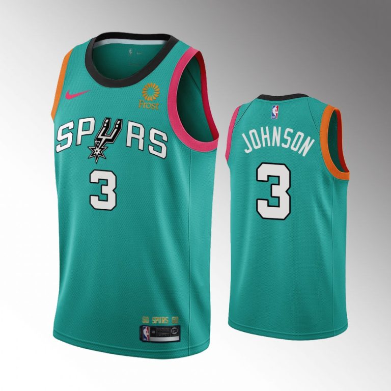 Men Men's #3 Keldon Johnson San Antonio Spurs 2022-23 City Edition Swingman Teal Jersey