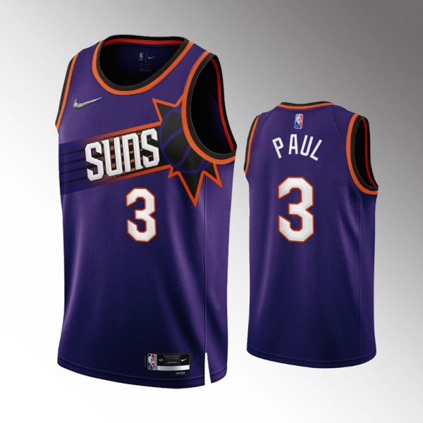 Men Phoenix Suns #3 Chris Paul 2022-23 Icon Edition NBA 75th Purple Jersey