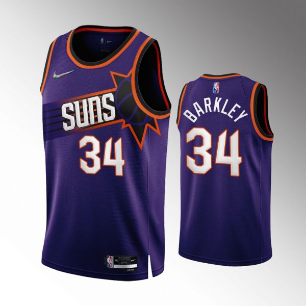 Men Phoenix Suns #34 Charles Barkley 2022-23 Icon Edition NBA 75th Purple Jersey