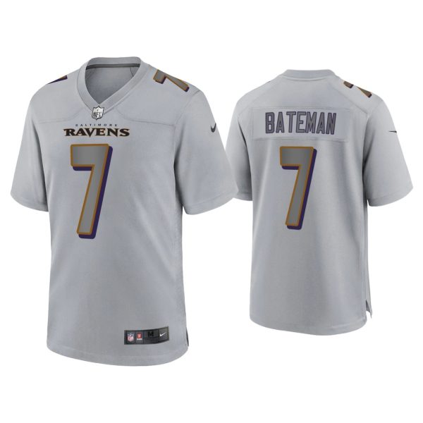 Men Rashod Bateman Baltimore Ravens Gray Atmosphere Fashion Game Jersey